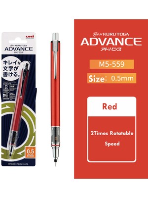 Luoxinguo 1 Kırmızı 0.5mm Japonya Uni Döner Mekanik Kurşun Kalem Kuru Toga Advance M5-559 0.3/0.5/0.7 mm Portaminas Anti-Kırık Çekirdek Lapicero Okul Malzemeleri (Yurt Dışından)