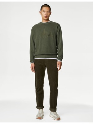 Marks & Spencer Saf Pamuklu Yuvarlak Yaka Sweatshirt