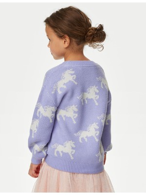 Marks & Spencer Unicorn Desenli Yuvarlak Yaka Kazak