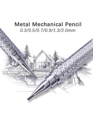 Luoxinguo 0.7mm Beyaz Set Sıcak Satış Çizim Otomatik Kalemler 0.3 0.5 0.7 0.9 1.3 2.0mm Siyah Beyaz Gümüş Metal Mekanik Kurşun Kalem Silgi Seti (Yurt Dışından)