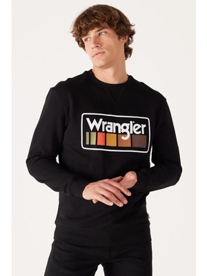 Wrangler W646H1001 Siyah Wrangler Baskılı Bisiklet Yaka Erkek Sweat