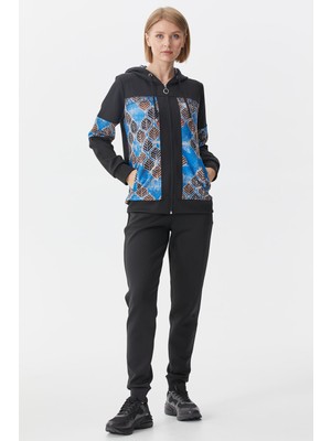 Renkli Desen Kombinli Eşofman Takım - Mavi