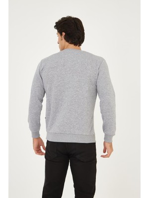 Rey Polo Bisiklet Yaka Ön Detaylı Basic Sweatshirt