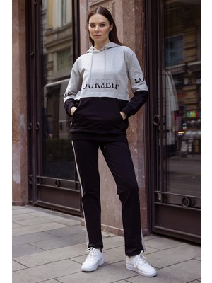 Geniş Kalıp Çift Renk Eşofman Takım - Gri