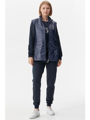 Sementa Kapitone Yelekli Kadın Eşofman Takım M Lacivert Spor Tarz ve Yüksek Konfor