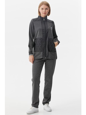 Kapitone Kombinli Dik Yaka Eşofman Takım - Antrasit