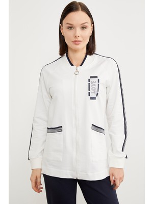 Taş Baskılı Tunik Eşofman Takım - Ekru