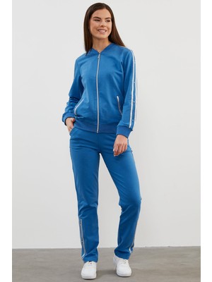 Sim Şerit Detaylı Eşofman Takım - Mavi