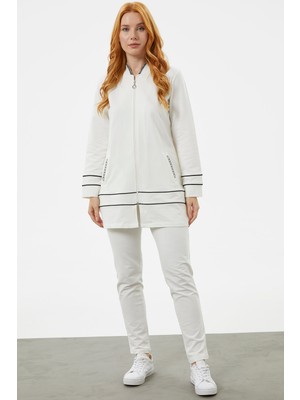 Büyük Beden Tunik Eşofman Takım - Ekru