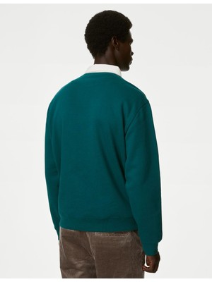 Marks & Spencer Saf Pamuklu Relaxed Fit Sweatshirt