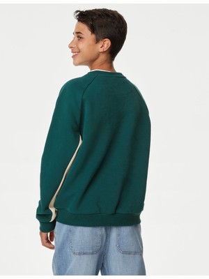 Marks & Spencer Slogan Desenli Yuvarlak Yaka Sweatshirt