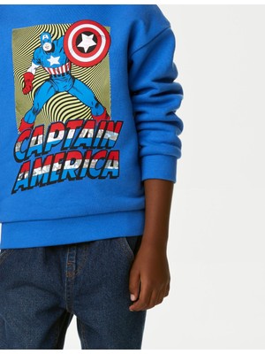 Marks & Spencer Captain America™ Yuvarlak Yaka Sweatshirt