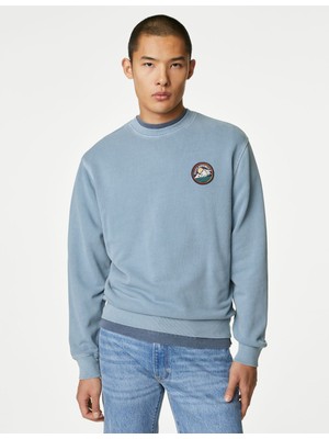 Marks & Spencer Saf Pamuklu Yuvarlak Yaka Sweatshirt