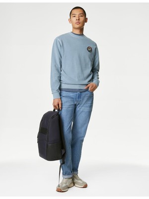 Marks & Spencer Saf Pamuklu Yuvarlak Yaka Sweatshirt