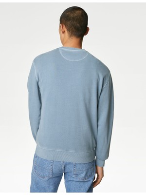 Marks & Spencer Saf Pamuklu Yuvarlak Yaka Sweatshirt