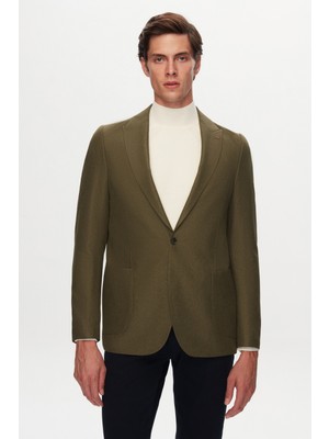 Twn Slim Fit Yeşil Armürlü Kumaş Ceket 1EF04R107409M