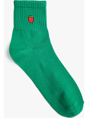 Koton Basic Soket Çorap Çilek Işlemeli