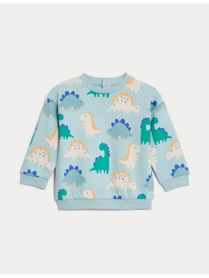 Marks & Spencer Dinozor Desenli Yuvarlak Yaka Sweatshirt