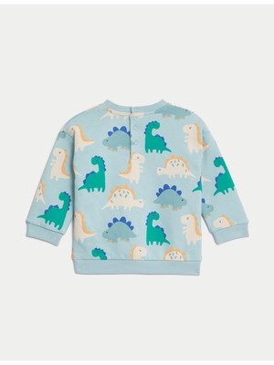 Marks & Spencer Dinozor Desenli Yuvarlak Yaka Sweatshirt