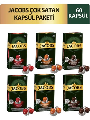 Jacobs Kapsül Kahve Tanışma Seti - 60 Kapsül, Almanya Menşeli Lungo Classico, Espresso Classico ve Intenso Tatları