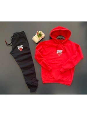 Amor Man Büyük Beden Özel Tasarım Kapüşonlu Boğa Baskılı 3 Iplik Şardonlu %100 Pamuk Erkek Eşofman Takımı