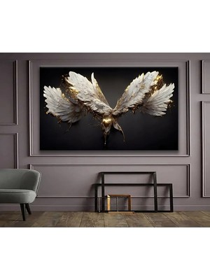AR AJANS KANVAS TABLO  Sürrealist Tasarım Altın Kanatlar Kanvas Tablo