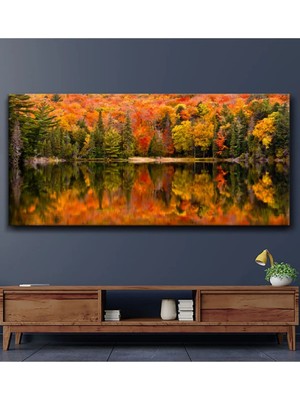 AR AJANS KANVAS TABLO Göl Kenarında Orman Manzarası Kanvas Tablo DR075