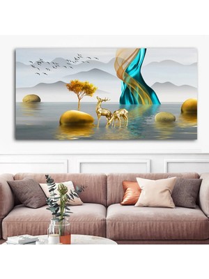 AR AJANS KANVAS TABLO Extra Dev Boyut Geyik Tasarım Kanvas Tablo DR080