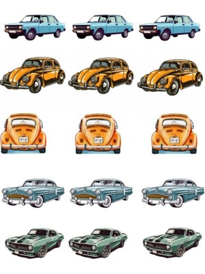 Etiketçi Paşa 15 Adet Xl Boy Nostalji Araç Stickerı Defterler,günlükler,kitaplar Için Eğlenceli Çıkartma Etiketler