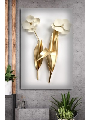 AR AJANS KANVAS TABLO Dekoratif Altın Çiçekler Kanvas Tablo DR0100