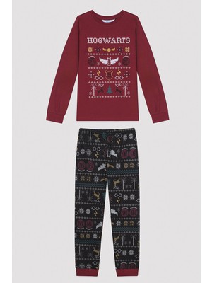 Penti Unisex Çocuk Hogwarts Fam Uzun Kollu Pamuklu Pijama Takımı - Harry Potter Koleksiyonu