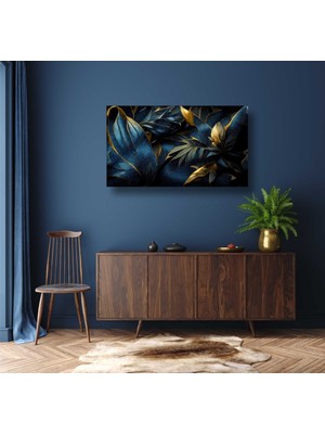 AR AJANS KANVAS TABLO Gold Detaylı Altın Çiçek Kanvas Tablo