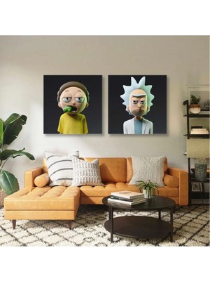 AR AJANS KANVAS TABLO Rick And Mortie Pickle Rick Efsane Çizgi Dizi Ikili Kombin 2li Kanvas Tablo ART0068