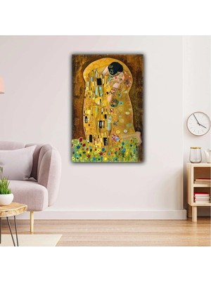 AR AJANS KANVAS TABLO Ilk Öpücük Tablosu Gustav Klimt The Kiss Kanvas Tablo ART00172