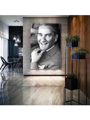 AR AJANS KANVAS TABLO Mustafa Kemal Atatürk Gülümseyen Ulu Önder Kanvas Tablo ART00143