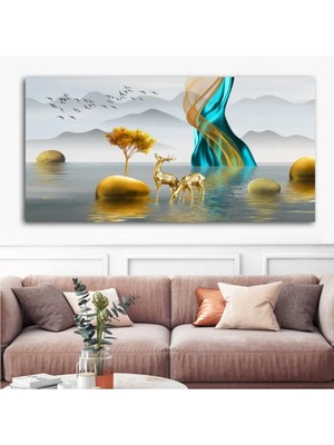 AR AJANS KANVAS TABLO Extra Dev Boyut Geyik Tasarım Kanvas Tablo AR082