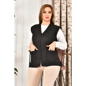 Restina Triko restinatriko Kadın Düğmeli Triko Anne Yeleği Büyük Beden Cepli Rahat Kesim (hediyeli ürün)