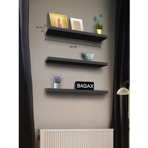 Endless Shopping Antrasit Duvar Rafı Uçan Raf 50X12 Üç Adet ( 3 )
