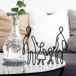 Aile Figürlü Anne - Baba - Kız ve Erkek Çocuk Line Art Dekor Biblo - Bioplastik