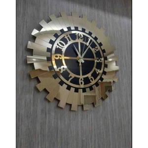 3D Kabartmalı Gold Güneş Saat Modeli 60X60 cm