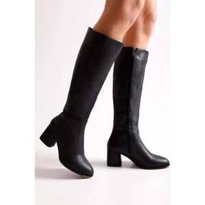 Kadın Kiella Siyah Cilt Topuklu Çizme