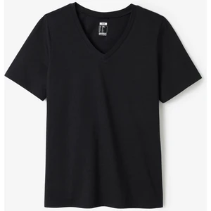 Domyos Kadın V Yakalı Spor Tişörtü - Siyah -Fitness