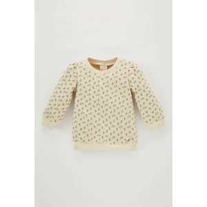 Kız Bebek Bisiklet Yaka Çiçekli Kalın Sweatshirt B1307A523WN
