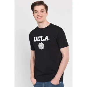 GAYLEY Siyah Bisiklet Yaka Baskılı Standard Fit Erkek Tshirt