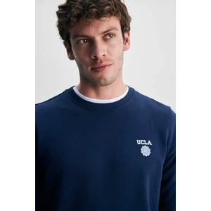 Valley Lacivert Bisiklet Yaka Baskılı Standard Fit Erkek Sweatshirt