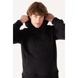 Regular Fit Normal Kesim Kapüşonlu İçi Polarlı Yeşil Sweatshirt