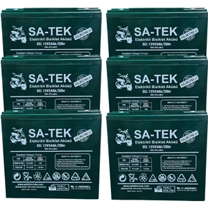 Ürün Adı: Sa-Tek 12V 24 Ah Elektrikli Motorsiklet Aküsü Set 6'lı (Üretim Yılı: 2024)