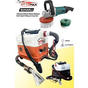 3 Motorlu Cleanfast Buharlı Halı ve Koltuk Yıkama Makinesi ve Koltuk Fırçalama Seti