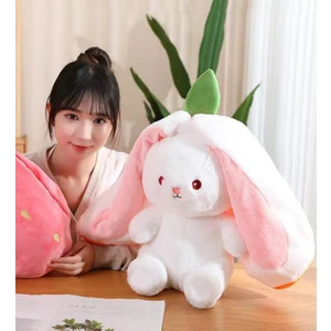 18 cm Çilek Çantalı Tavşan Sevgiliye Özel
