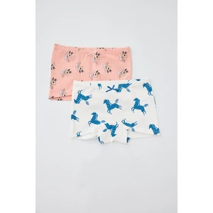 2'li Paket Unicorn Kız Çocuk Boxer Ekru/Pembe